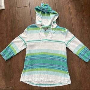 Tommy Bahama Baja Lightweight Striped Cotton Hoodie size Small